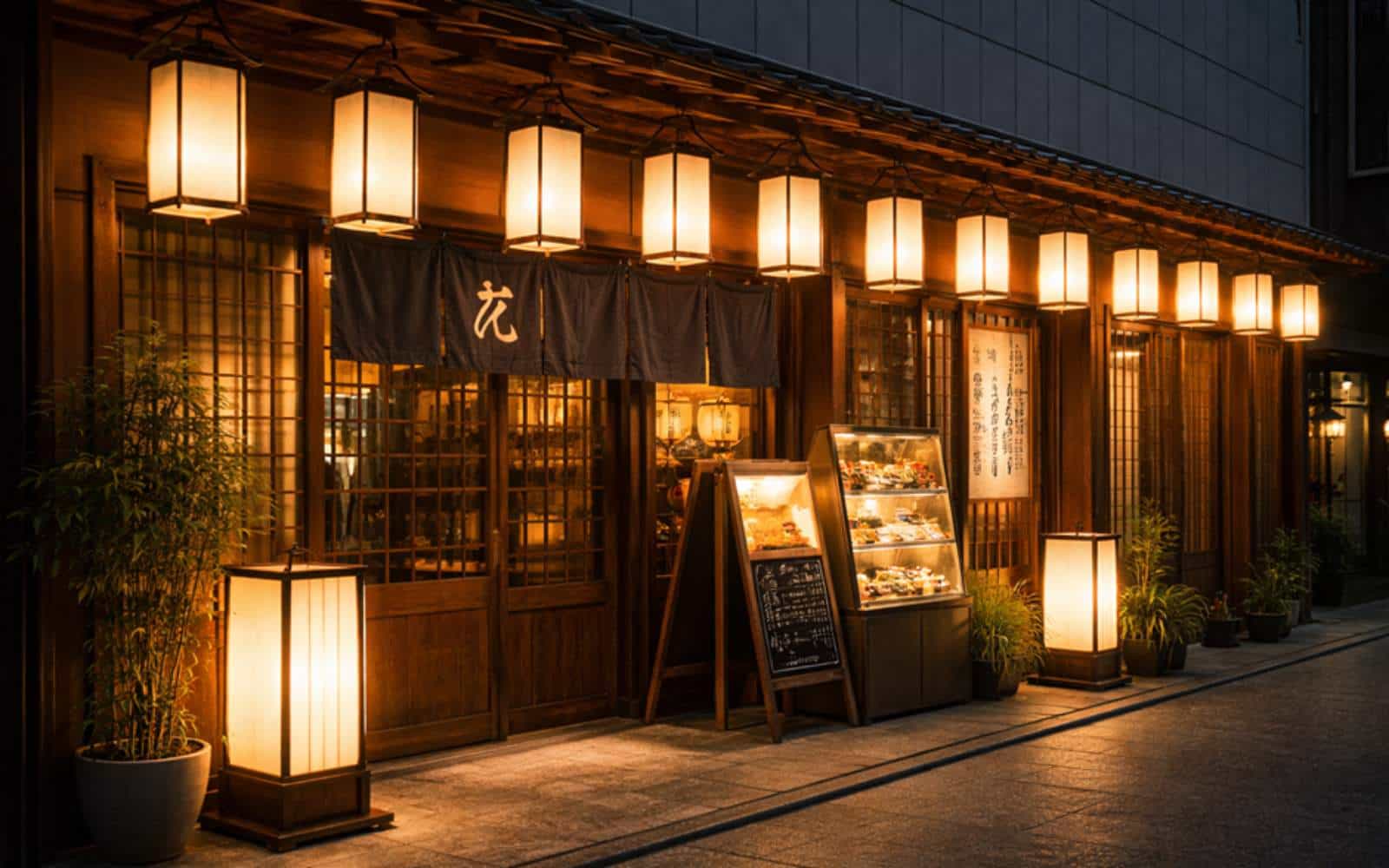 đèn lồng trong nhà hàng Nhật