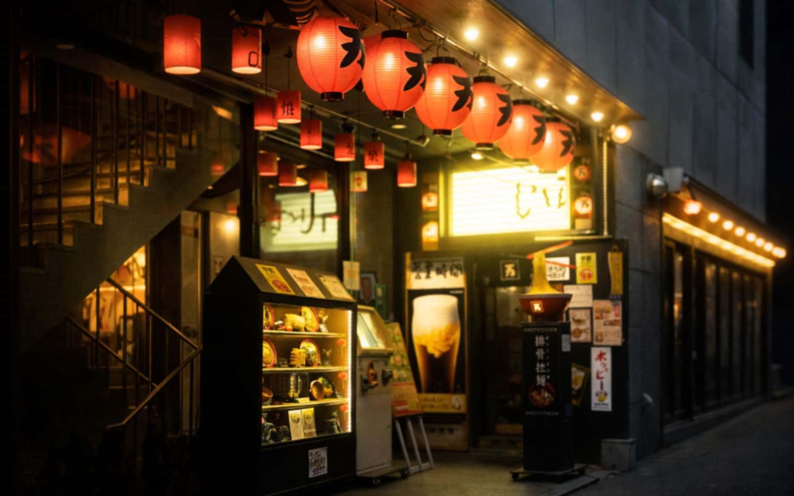 đèn lồng trong nhà hàng Nhật